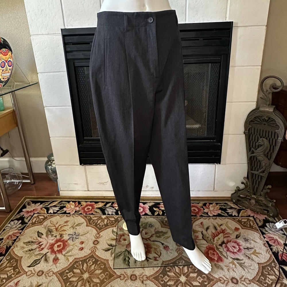 Laurel VTG Women High Waisted Classic Trouser Wool Pants Black Size EUR 42 Gray